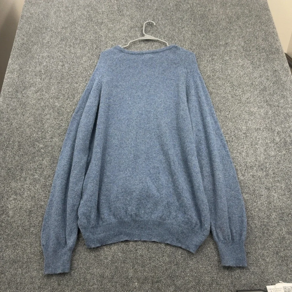 LL Bean Sweater Mens XL Blue Lambswool V Neck Tall Classic Casual Winter